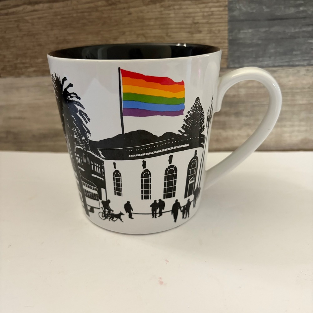 SF Mercantile San Francisco Castro District Pride Rainbow Flag Coffee Mug 18oz